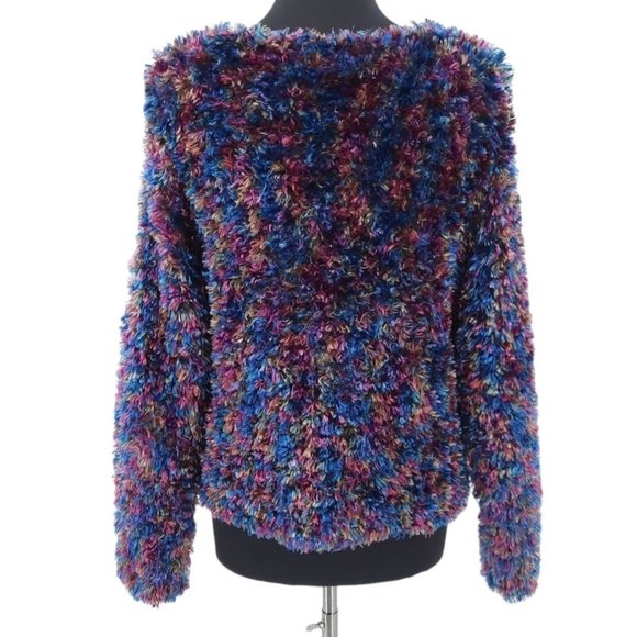 VTG 90s Cache Multicolor Fuzzy Eyelash Stretch Knit Pullover Sweater Size L - Picture 7 of 9